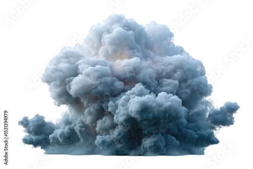 Realistic smoke explosion cloud isolated on transparent background