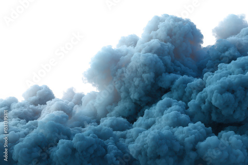 Blue smoke cloud texture isolated on transparent background