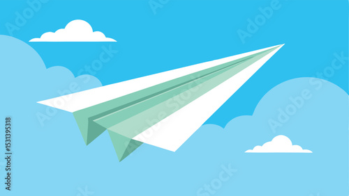 Paper Plane Flying in Sky