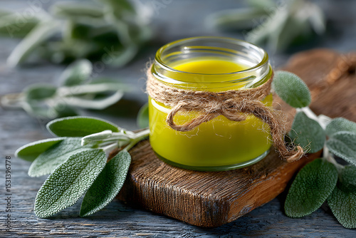 Green Salve. Homemade Cream Cooking with Natural Health Ingredients photo