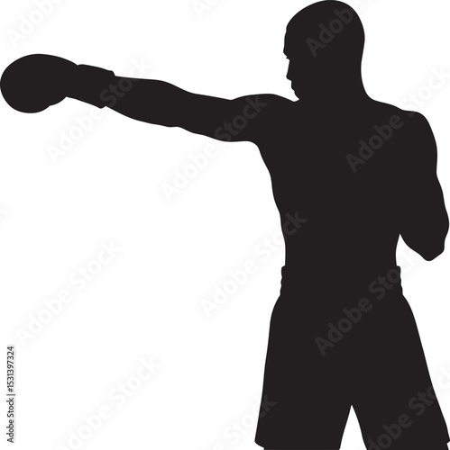 Boxing Silhouette Collection Vector White Color Background