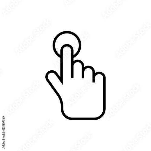 Touch the button with your finger. Vector icon and illustration.