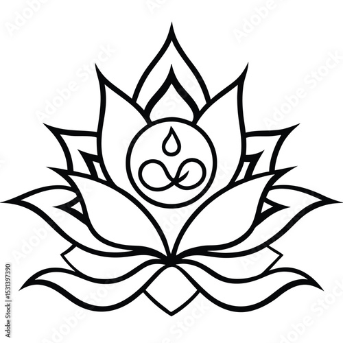 Abstract Lotus Flower with Water Drop and Infinity Symbol