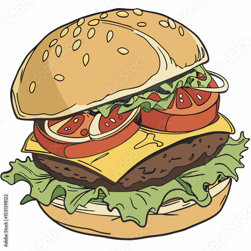 Classic Cheeseburger with Fresh Toppings and Sauce