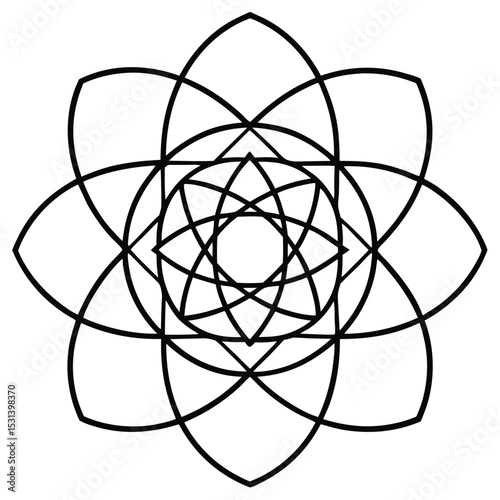 Abstract geometric floral design with intricate overlapping lines creating a symmetrical pattern