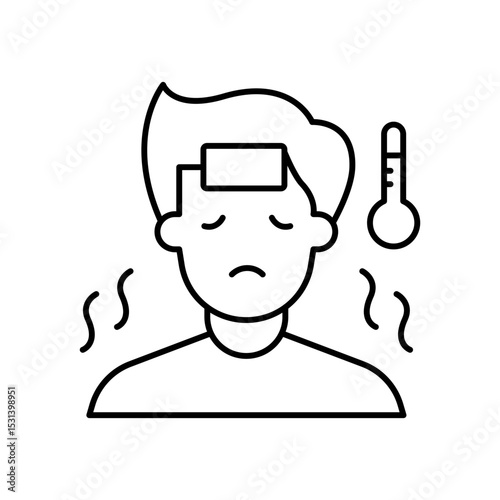  Sick Person Illness Patient Line Icon