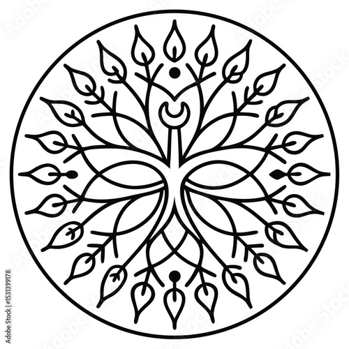 Circular Tree of Life with Mechanic Symbol Mandala