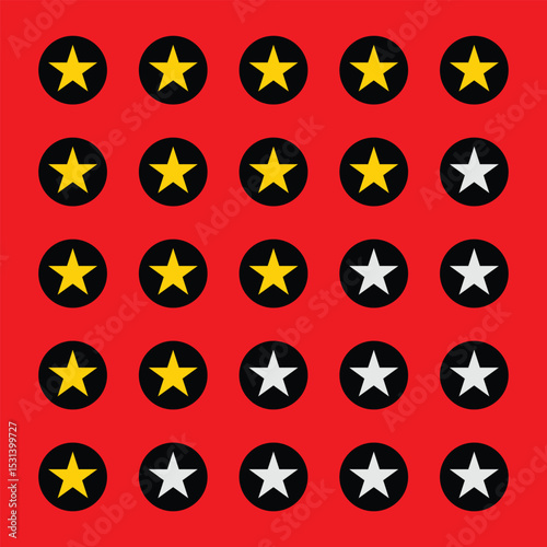 Set of ratings from one to five stars․Circular Styles for Feedback, Evaluation, and Quality Assessment