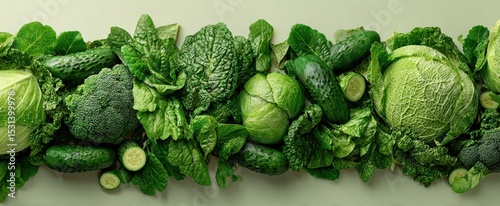 The vibrant array of fresh green vegetables for healthy meals.