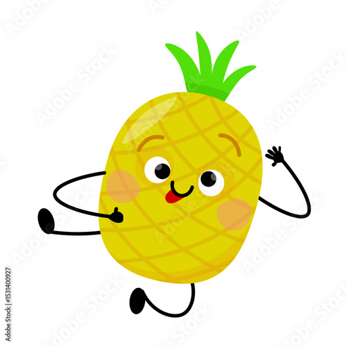 Cute funny pineapple character with a smile