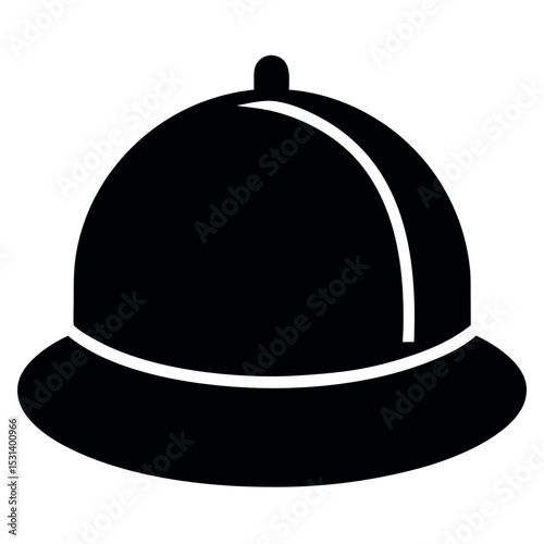 Black Silhouette of a Single Cap Isolated on White Background