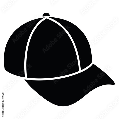 Black Silhouette of a Single Cap Isolated on White Background