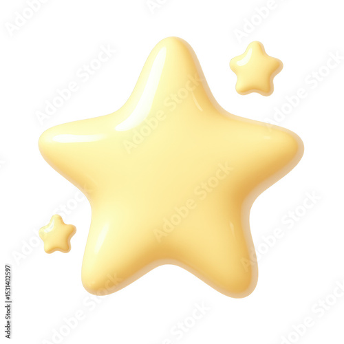 Glimmering Stellar Embrace: A celestial array of three radiant stars, captured in a visually appealing, cartoon-like illustration of cosmic wonder. 
