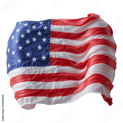 Wallpaper Mural Waving american flag with realistic texture and red white blue pattern isolated on transparent background Torontodigital.ca
