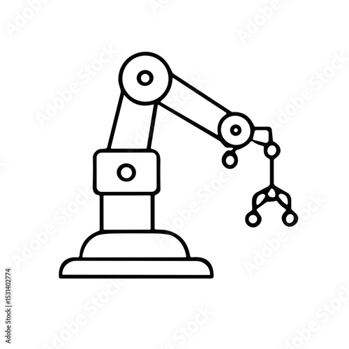 Industrial robotic arm with gripping attachment in linear design  