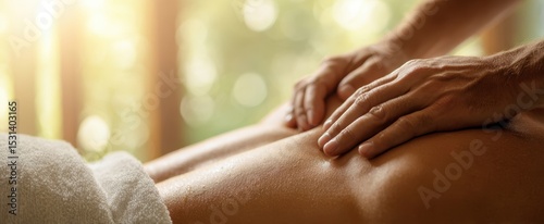 The hands of a therapist providing a relaxing massage in a serene environment.