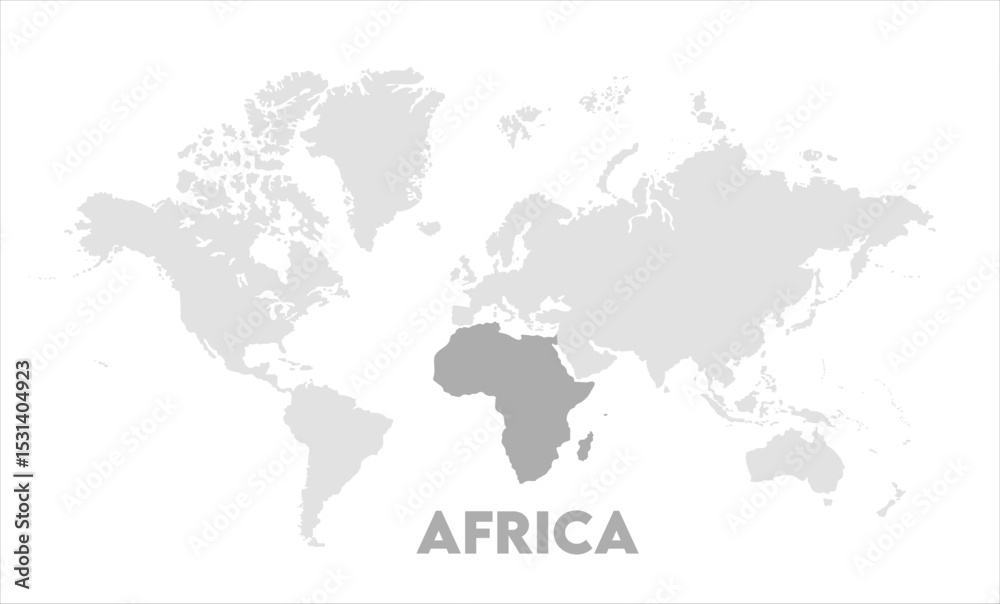 Naklejka premium Africa map highlighted on the world map, Africa map, modern world map, Illustration, eps 10, worldwide, all continents, all countries, worldwide project