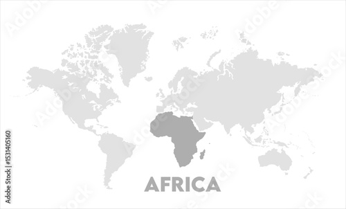 Africa map highlighted on the world map, Africa map, modern world map, Illustration, eps 10, worldwide, all continents, all countries, worldwide project