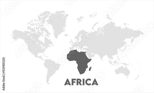 Africa map highlighted on the world map, Africa map, modern world map, Illustration, eps 10, worldwide, all continents, all countries, worldwide project