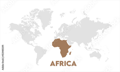 Africa map highlighted on the world map, Africa map, modern world map, Illustration, eps 10, worldwide, all continents, all countries, worldwide project