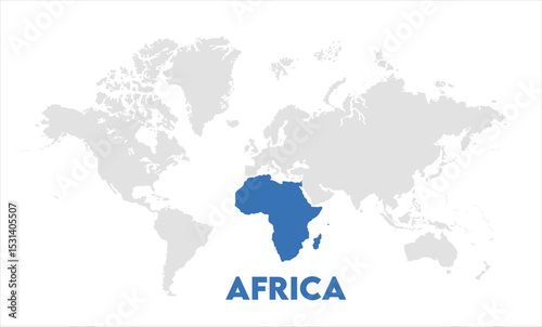 Africa map highlighted on the world map, Africa map, modern world map, Illustration, eps 10, worldwide, all continents, all countries, worldwide project