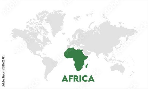 Africa map highlighted on the world map, Africa map, modern world map, Illustration, eps 10, worldwide, all continents, all countries, worldwide project