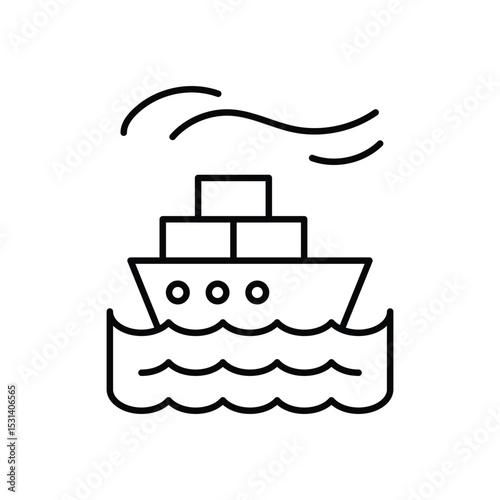 Cargo Ship Icon vector stock illustration
