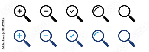 Magnifying Glass & Search Icon Set – Vector Illustrations for Web, UI, and Mobile Design”