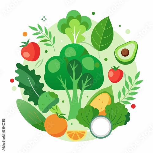 World Vegan Day Minimal Vector with Plant-Based Food on White Background