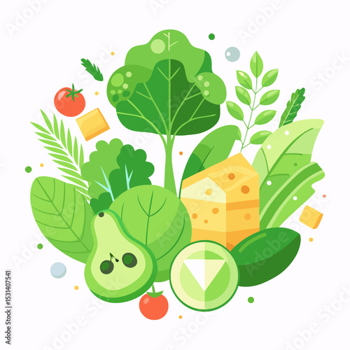 World Vegan Day Minimal Vector with Plant-Based Food on White Background