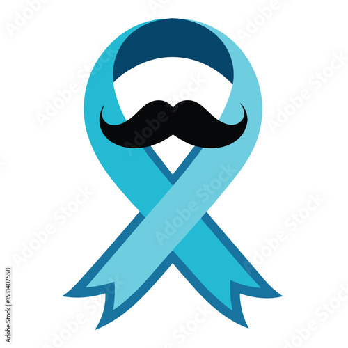 Prostate Cancer Support: A Blue Ribbon with Mustache