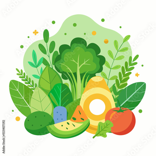 World Vegan Day Minimal Vector with Plant-Based Food on White Background