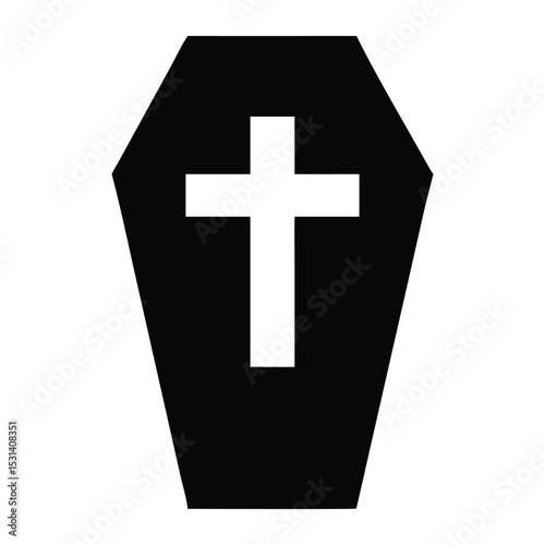 Black coffin and white cross: A symbol of death