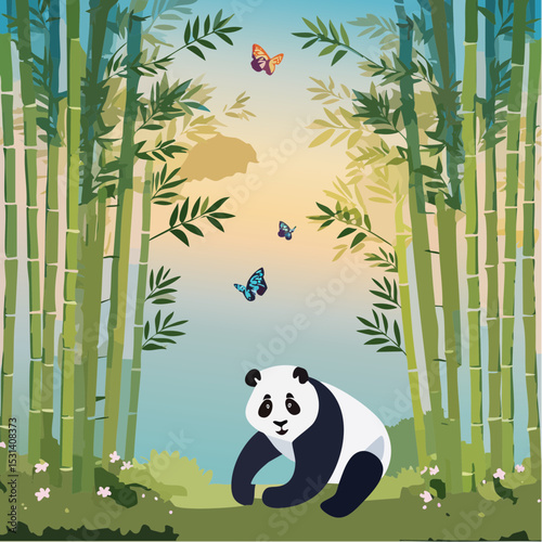 panda and bamboo