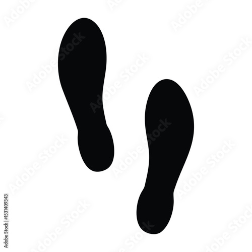 Black shoe prints with gray heel indicating walking direction