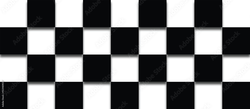 Fototapeta premium chess board papercut illustration background, black and white chess square with copyspace,Chess Black White Squares Pattern Game Backdrop Cutout Design, Board Texture with negative space sign