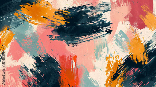 Hand-painted brushstroke pattern with chaotic, artsy feel in muted palette.