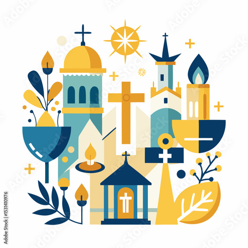 All Saints' Day Religious Symbol Vector on White Background