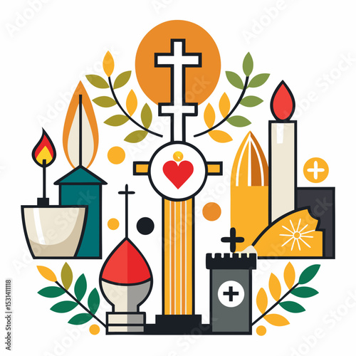 All Saints' Day Religious Symbol Vector on White Background