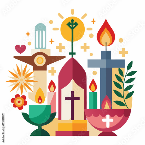 All Saints' Day Religious Symbol Vector on White Background