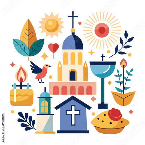 All Saints' Day Religious Symbol Vector on White Background