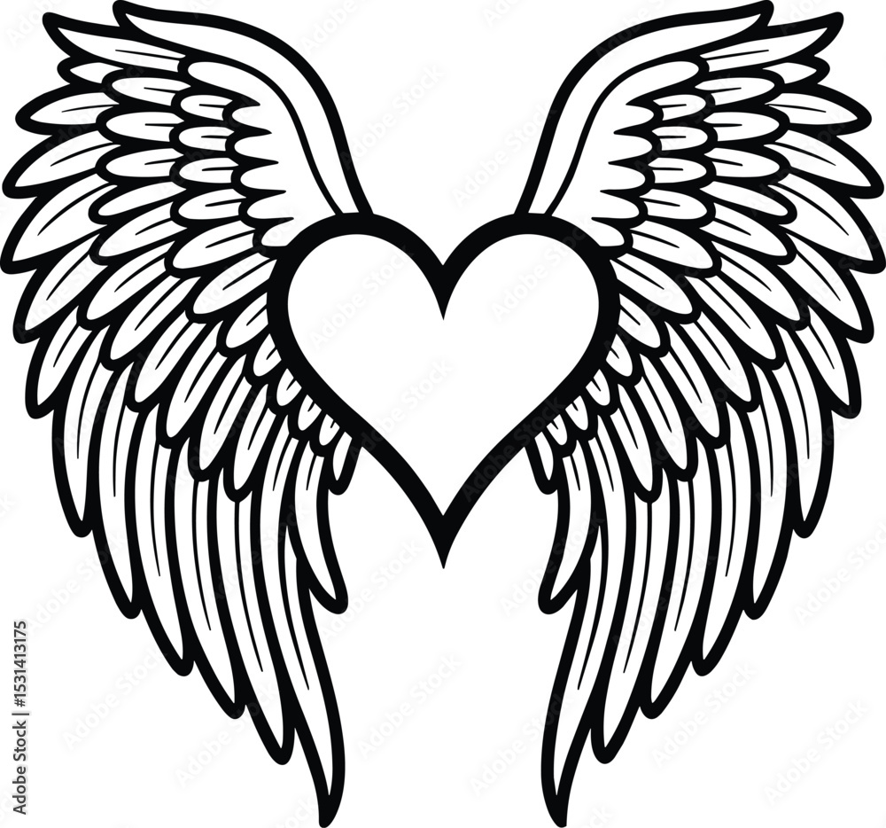 Obraz premium Angel Wings Heart Svg, Angel Svg