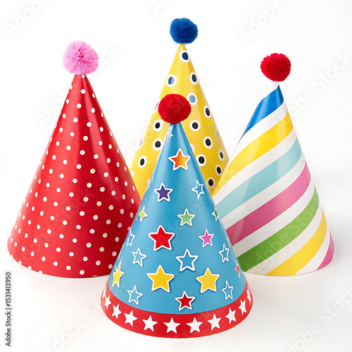 new year party hats isolated on white background 
