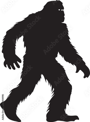 Bigfoot Silhouette Vector Illustration on Transparent Background