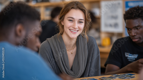 Refugees Learning English in Class with Volunteer Teacher