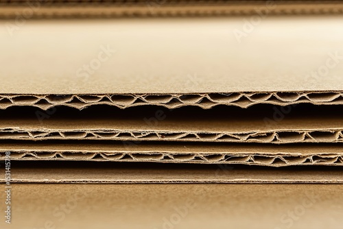 Close-up of corrugated cardboard layers
