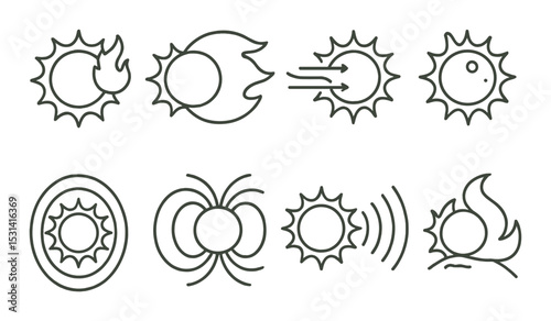 Celestial bodies set. space, planet, orbit, galaxy, sun, moon, star silhouette vector icons.
