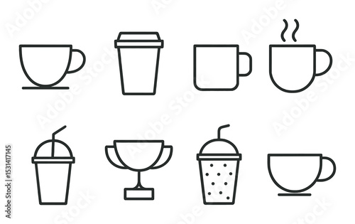 Wallpaper Mural Beverage icon set. drink, mug, cup, coffee, tea, soda, silhouette icons for apps, vector icons. Torontodigital.ca