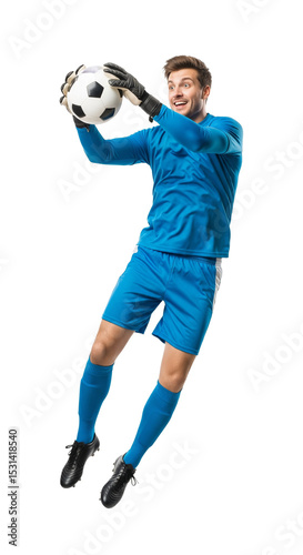 Dynamic Goalkeeper Making a Stellar Save During an Intense Soccer Match in Action-Packed Moment
