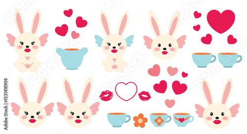 Charming Easter Bunnies Celebrating Love and Friendship with Heartfelt Teacups Collection
